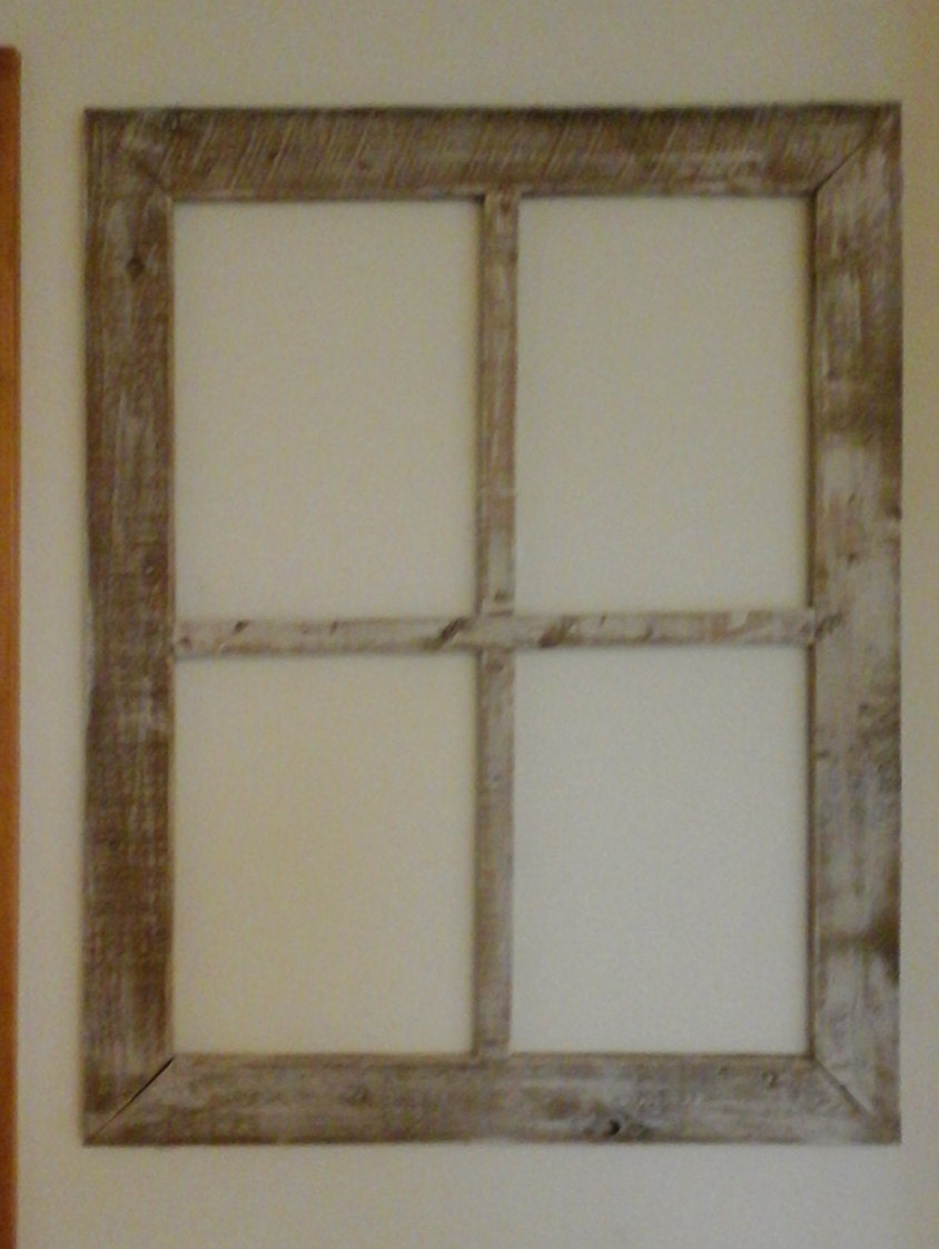Repurposed distress wood window frame