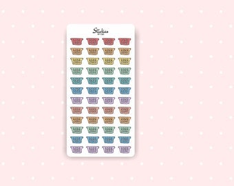 Laundry Basket Stickers / Planner Stickers / Mini Stickers / Rainbow Stickers | D9