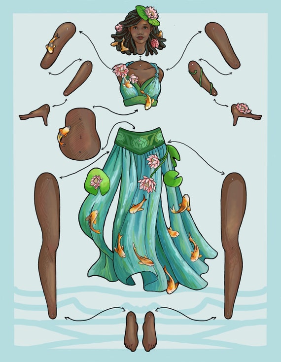 Naiad articulated paper doll