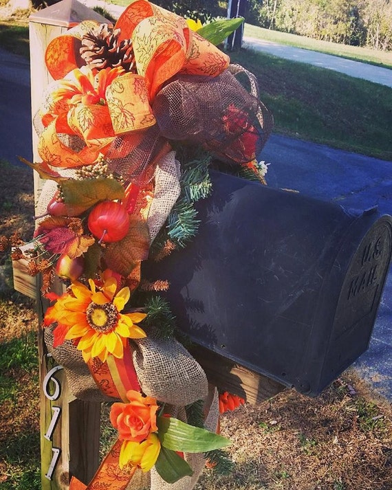Mailbox Decor Mailbox Swag Fall Mailbox Swag by SimplyFabByHeidi