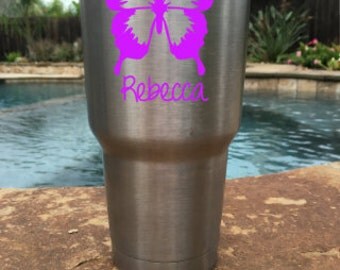 Personalized Butterfly Vinyl Decal for YETI, Corkcicle, RTIC, Vinyl Decal, Butterfly Decal
