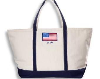 PBP Pi Beta Phi Sorority Patriotic American Flag Large Boat Tote