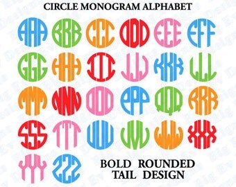 Circle Monogram Font, SVG Cut Files, Circle Font Svg, Instant Download SVG EPS Dxf Png, Silhouette Cricut, Alphabet, Cut Files