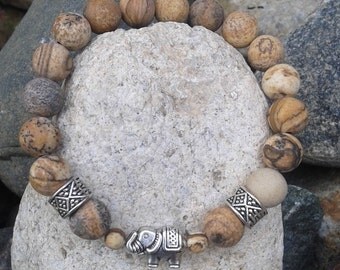 40) Collection super héros pour jeune garcon ou petit poignet - bracelet en pierre semi precieuse Jasper paysage - porte bonheur