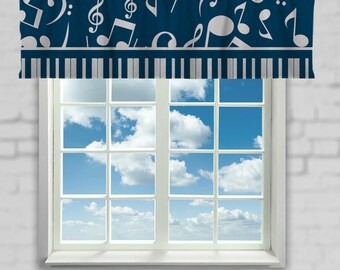 Musical Notes Window Curtain or Valance Custom Made, Music Theme Window Curtains or Valances, personalized with color options - SALE