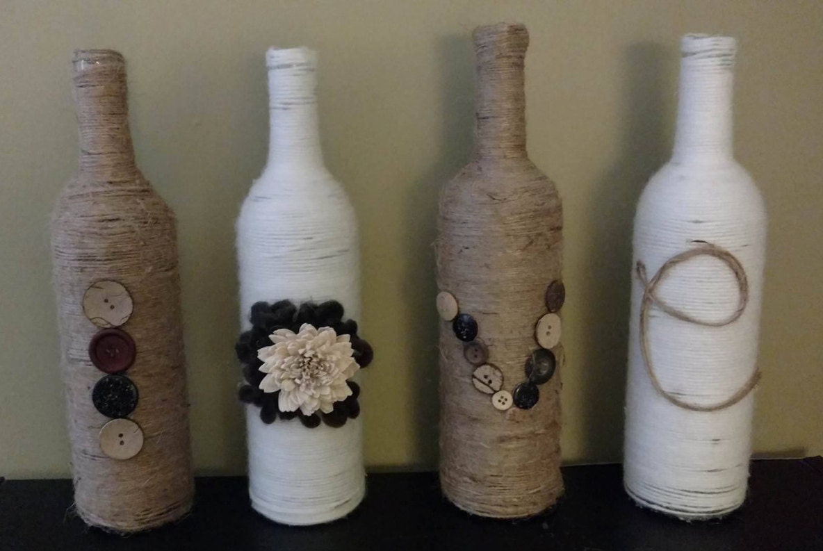 Wine bottle decor rustic home decor farmhouse decor country