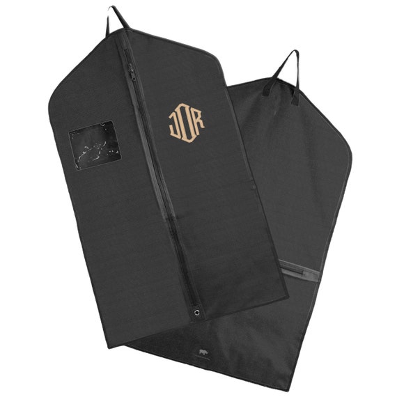 Monogrammed Hanging Garment Bag for Dress/ Suit Black