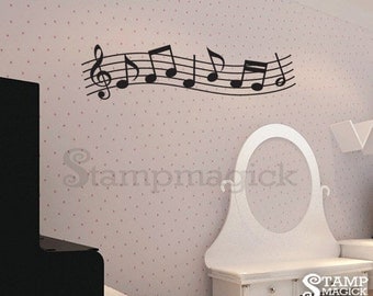 Music Wall Decal - Music Notes Vinyl Wall Art Decor Sticker - Music Staff - K142