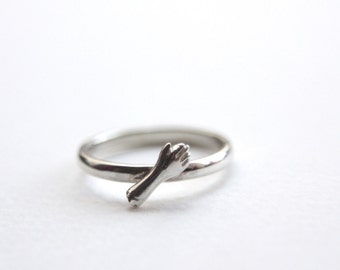 Hand Ring, Sterling Silver, Ruby Detail, Handmade Severed Arm Ring, RockCakes, Brighton, uk