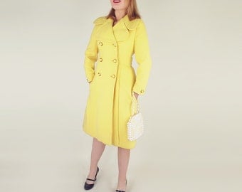 Early 70s Yellow Wool Double Breasted Coat by Originala S