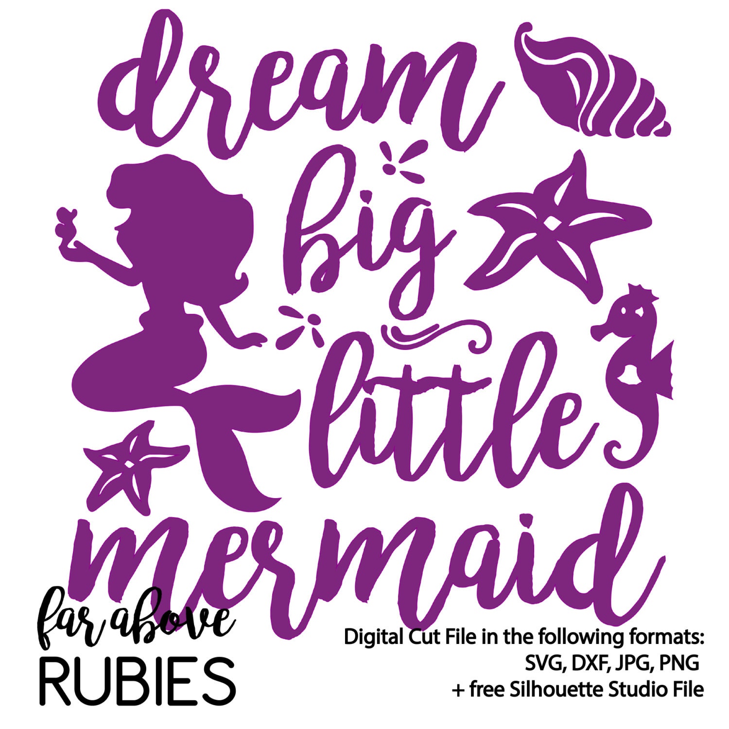 Download Dream Big Little Mermaid - SVG, DXF digital cut file for ...