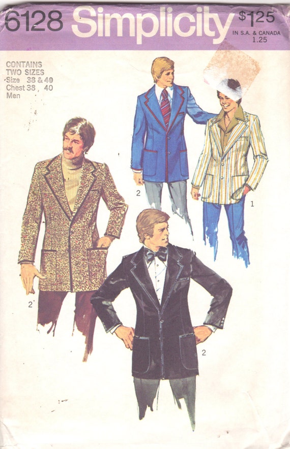 Simplicity 6128 1970s Mens Casual and Formal Blazer Jacket