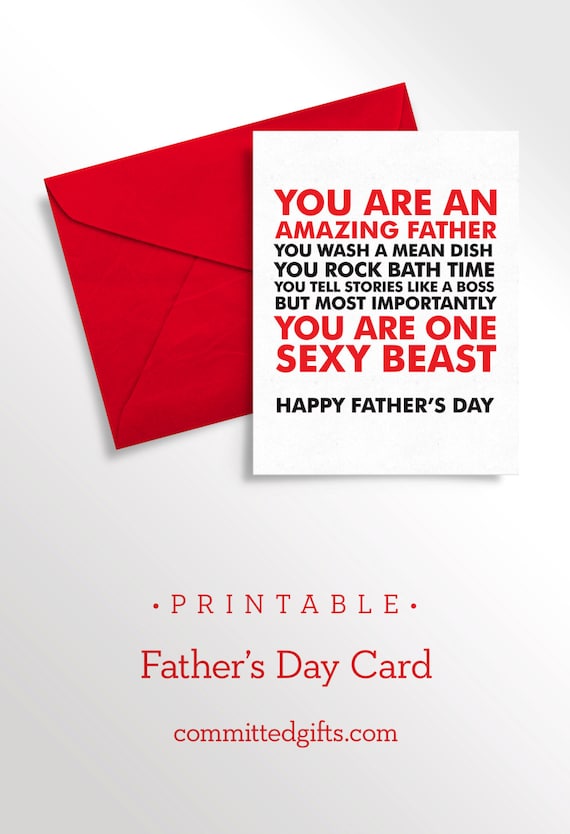 Printable Father's Day Card for Husband Naughty Funny