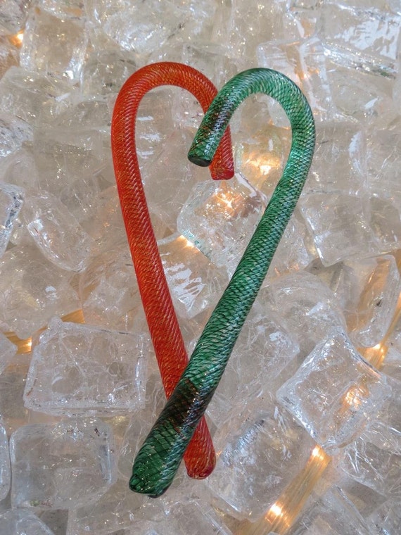 Glass Candy Canes Set of Two 5 Sculpted Glass by AvalonGlassworks