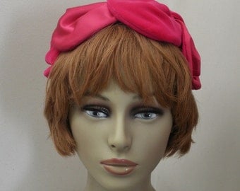 Vintage Dark Rose Satin and Velour Petal Half Hat