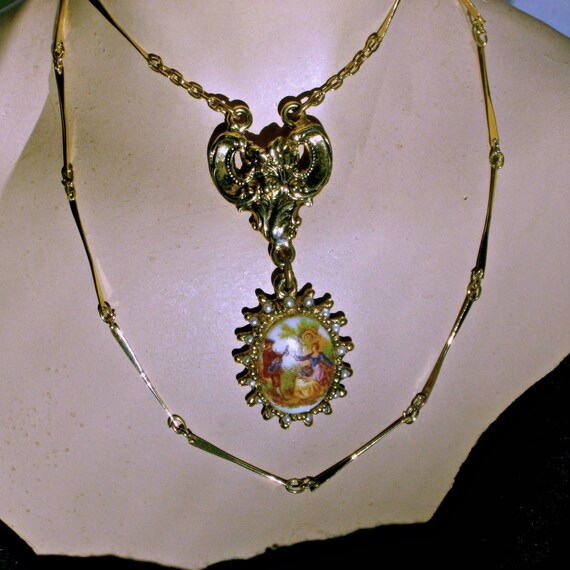 70s Necklace Vintage Costume Jewelry Fragonard Faux Pearl