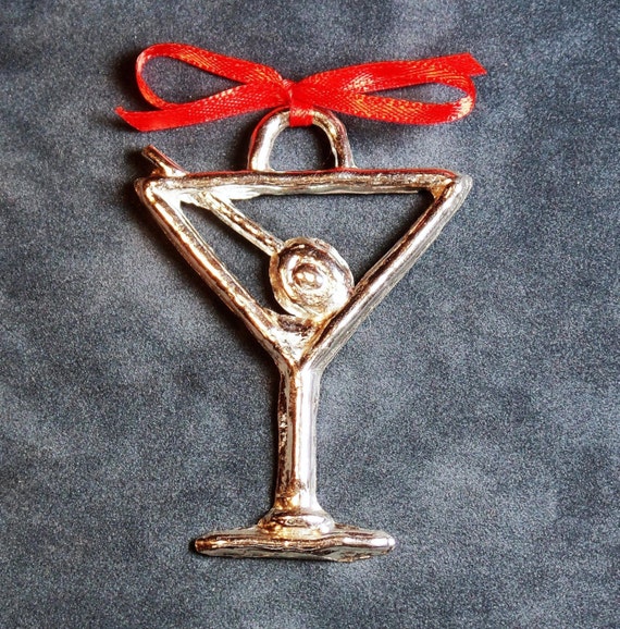 Martini Glass Pewter Ornament