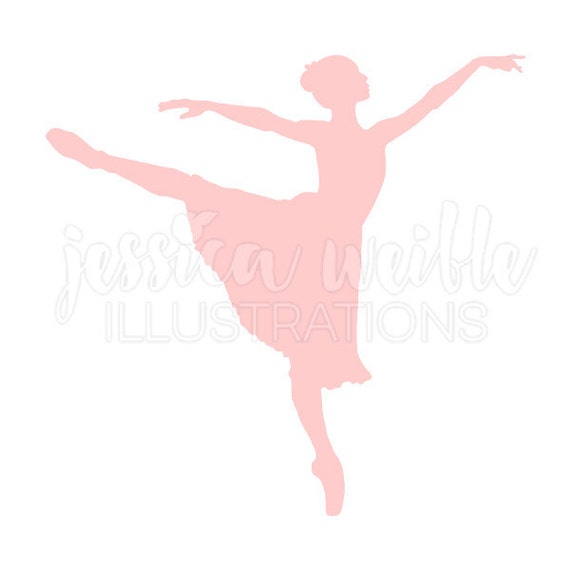 Pink Ballerina Silhouette Cute Digital Clipart, Ballet Clip art, Ballet Graphics, Ballerina