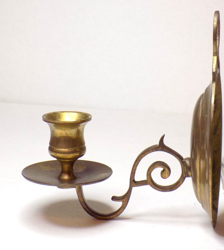 Brass Wall Sconce Candlestick Mounted Candle Holder Single