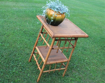 Antique Victorian Bamboo Stand End Table