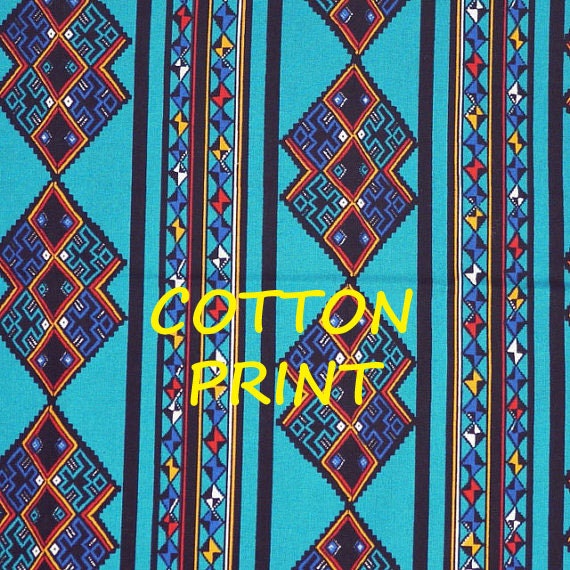 1/2 YARD Turquoise Southwest Print Quilting Cotton Fabric