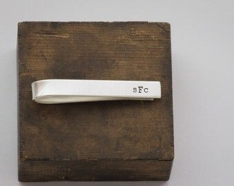 Tie Bar - Sterling Silver Hand Stamped Gift for Dad - For Him - Personalized Monogram Initials by Betsy Farmer Designs