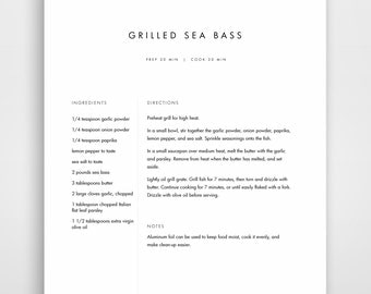 printable recipe book template