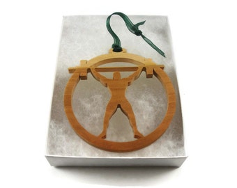 Body Builder Weight Lifting Christmas Ornament Handmade By KevsKrafts, Fitness, Body Building, Gymlife  ment Handmade From Cherry Wood By