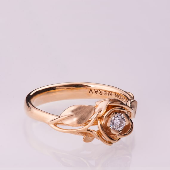 wedding ring couple gold Engagement Diamond and Rose Gold Ring No.3 Rose 14K