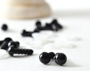 6 mm Safety Eyes, Black Craft Eyes, Black Animal Eyes, Amigurumi Eyes