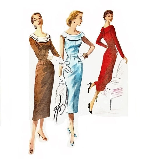 Silk sheath dress with envelope collar dress pattern usa