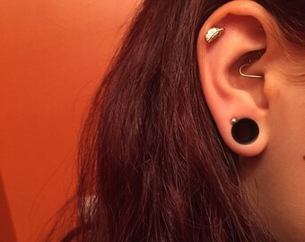 Silver Feather Cartliage Earring Tragus Earring Helix Piercing