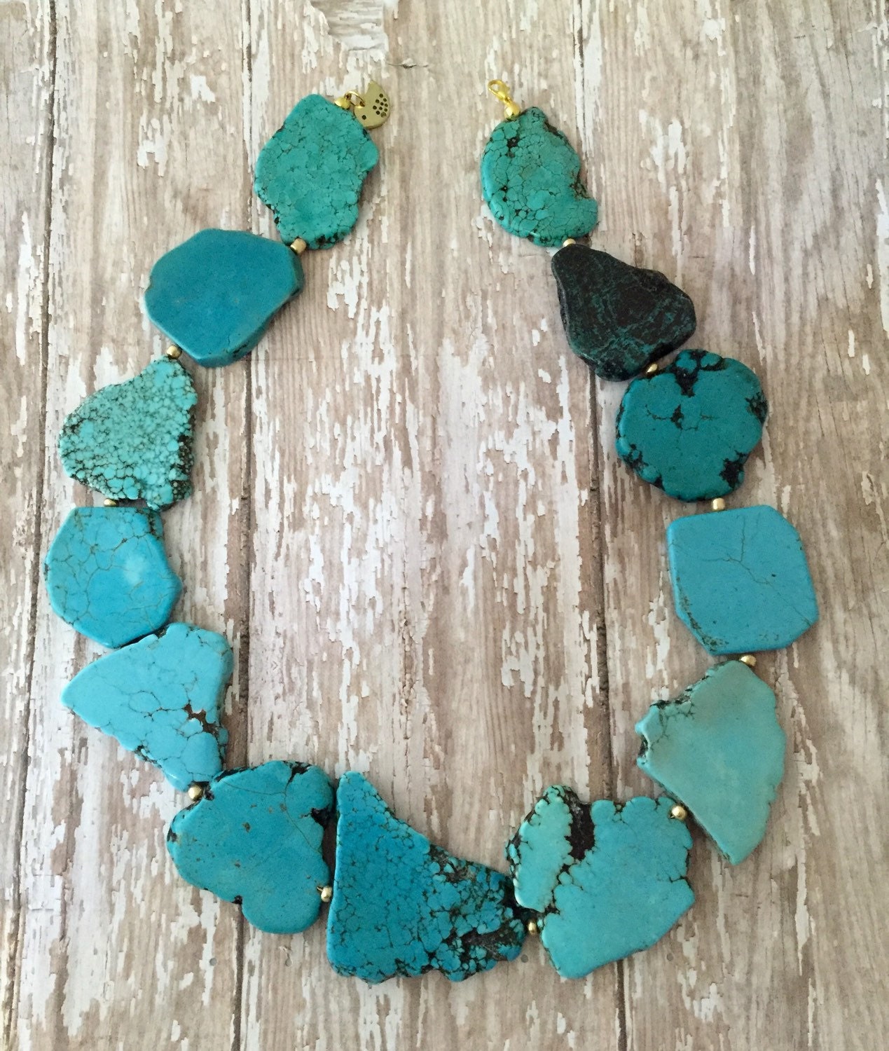 Chunky Turquoise Necklace Statement by MonarchJewelryPeoria