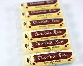 Chocolate Rose Lip Balm . Natural Lip Balm . Chocolate . Rose . Lip Butter