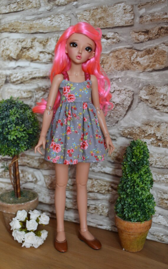 grey red roses shabby chic dress for minifee msd bjd clothes grey red roses shabby chic dress for minifee msd bjd clothes