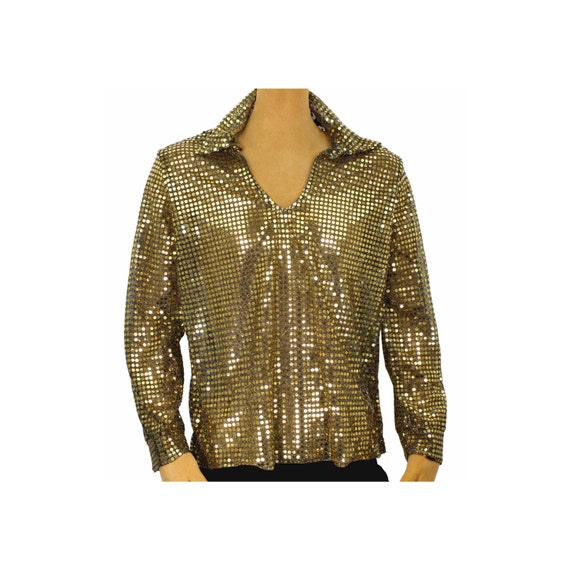 70's Disco Shiny GOLD Sequin Shirt Soul Train by SkirtStar on Etsy
