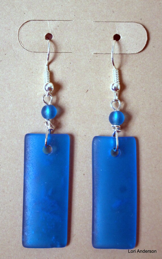 Items similar to Beach Glass Earrings in a beautiful sky blue color! on