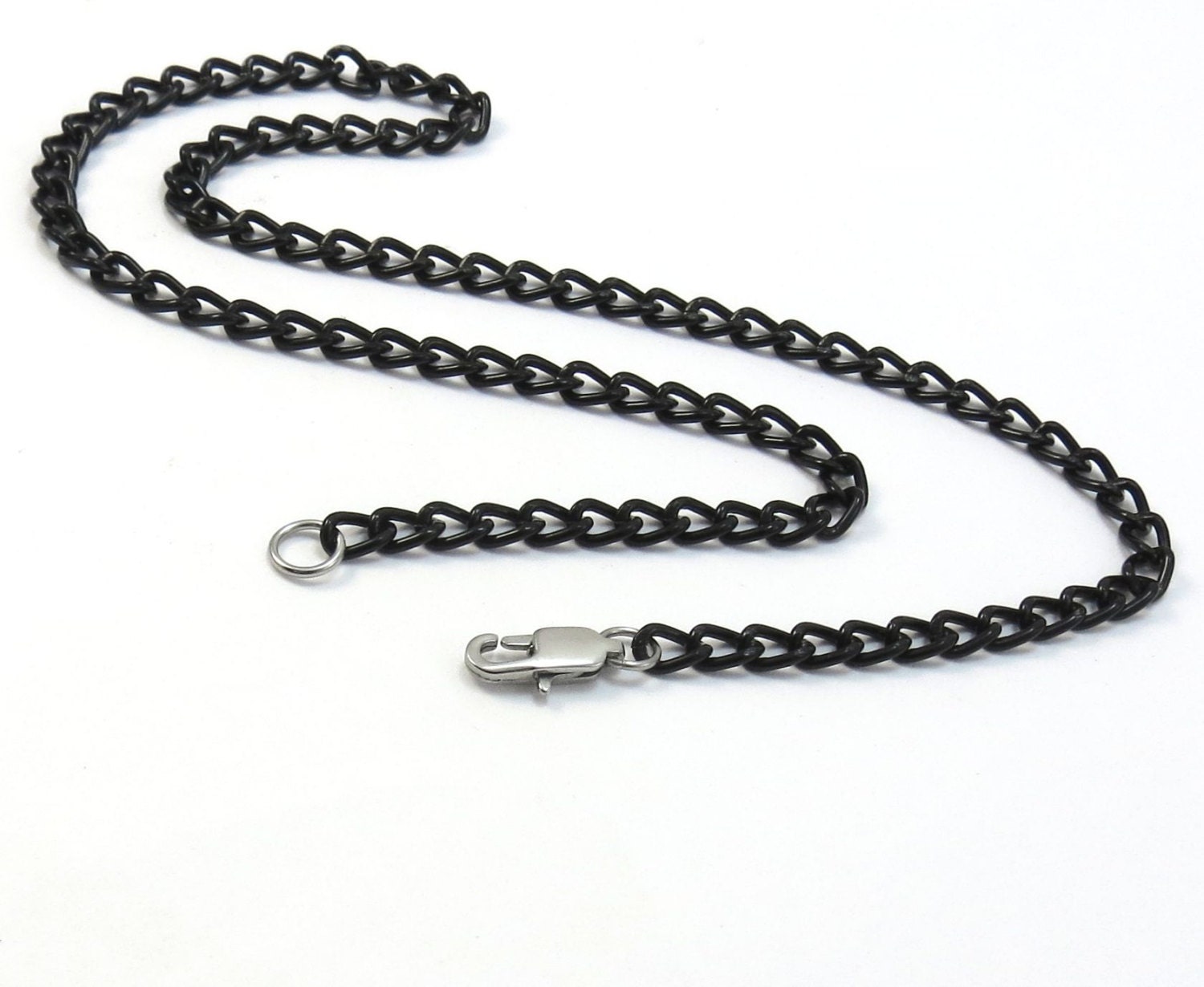 Custom Black Chain Men's Curb Chain Custom Length