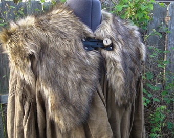 Viking Fur Capelet, Mantle - Medieval, Barbarian, Renaissance - Medium - Faux Fur Choose Color