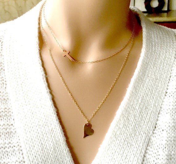 Heart Necklace Rose Gold Heart Necklace 14k Rose Gold Fill
