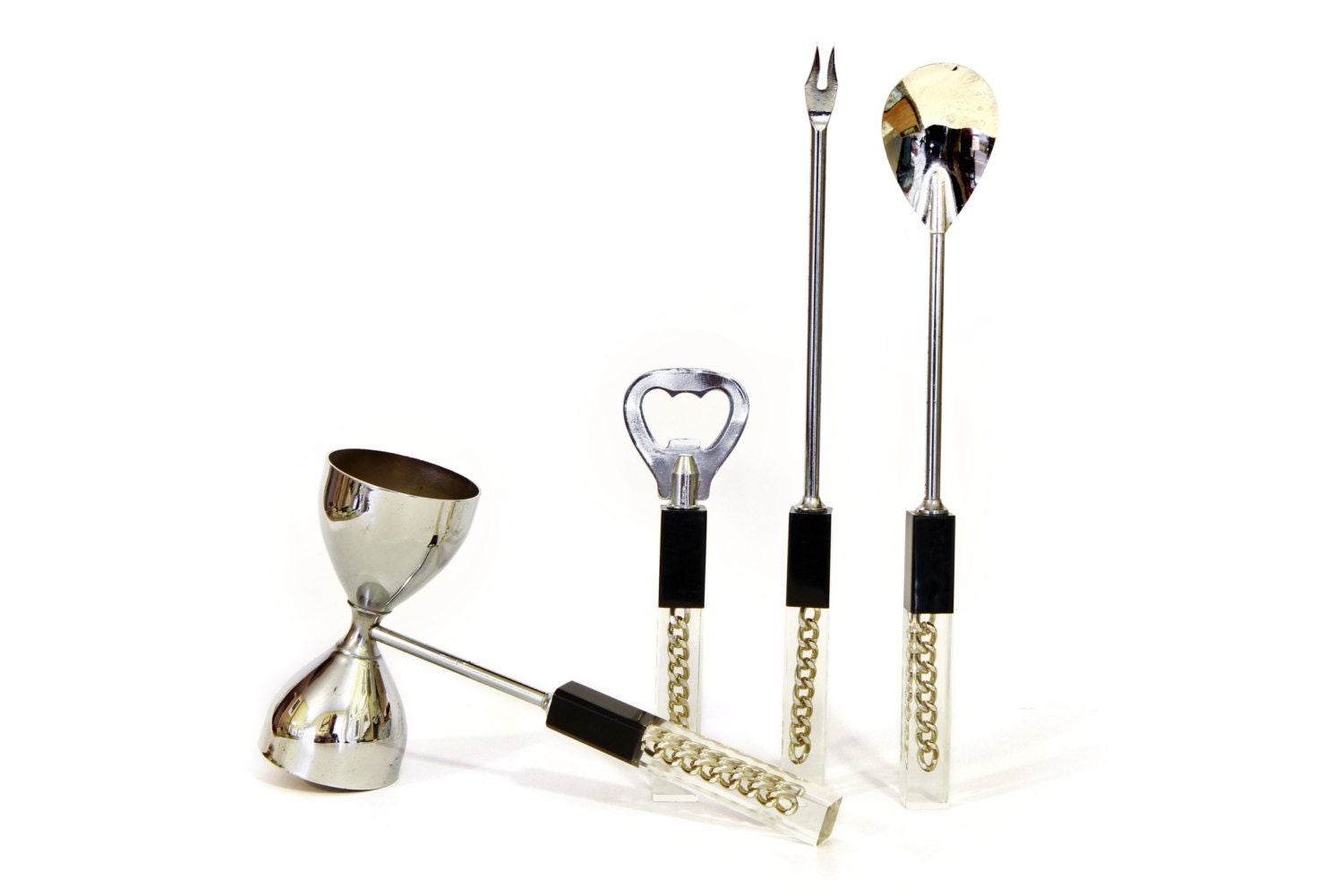 Japanese Bar Utensils Mid Century Bar Tools Lucite Chrome
