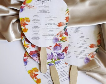 Wedding fan, program wedding fan, tropical program fan for wedding - Buenos Aires design