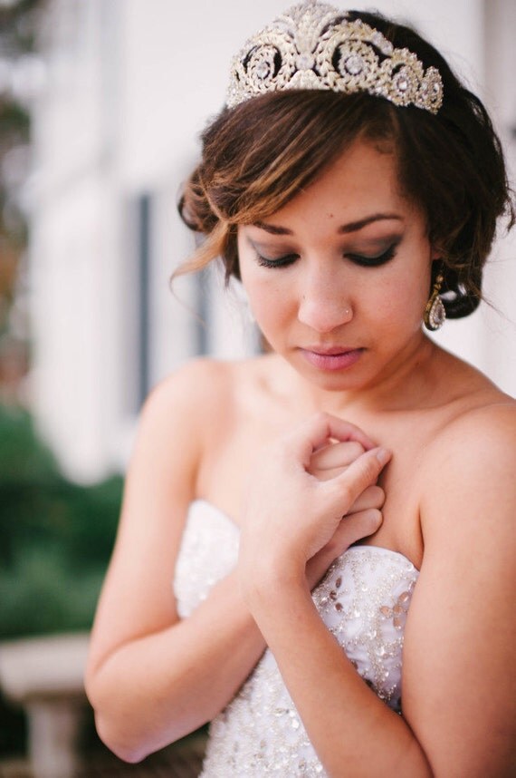 Bridal Tiara Art Deco Tiara HARLOW Swarovski Silver Bridal