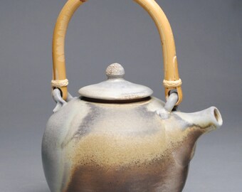 Reserved for Gunter Wood Fired Teapot with Cane Handle E86
