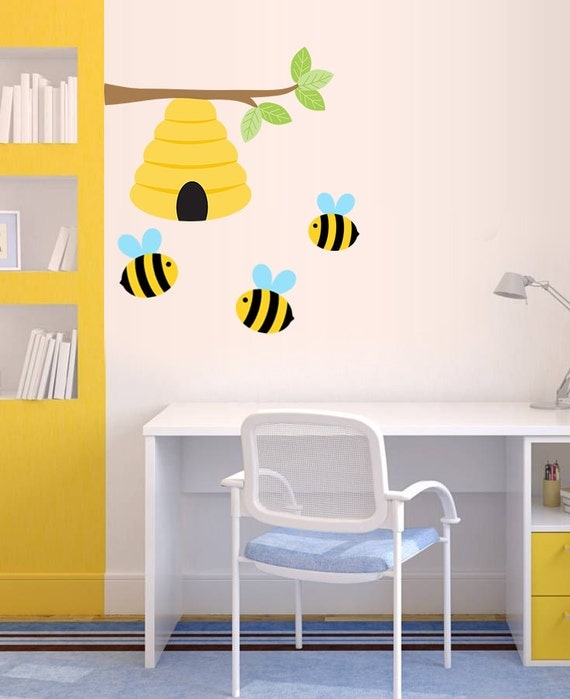 Bee wall decal Nursery wall decor Beehive Bumble bee by decalcoman