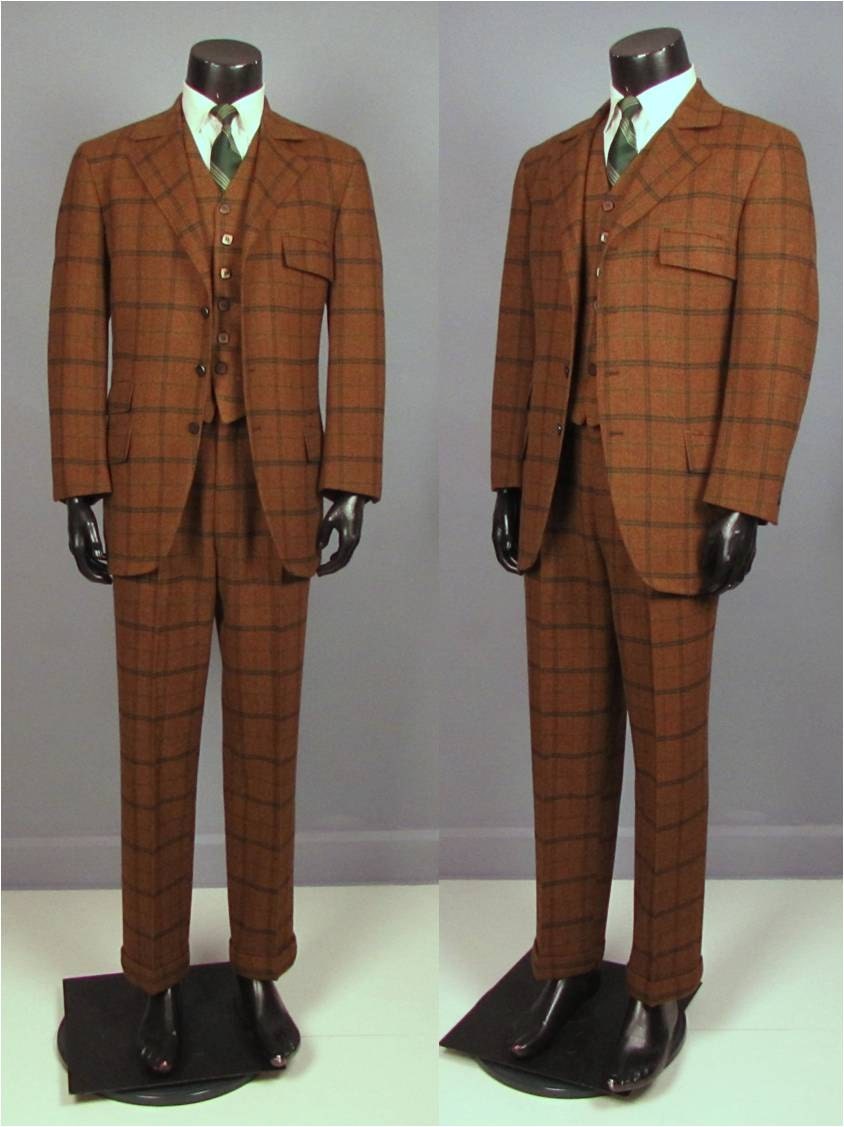 Vintage Suit Custom Made Late 1960s Men's Three Piece
 1960s Mens Suits