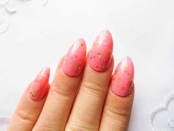 Bubblegum Ice Cream Stiletto Nails Fake Nails Almond Nails