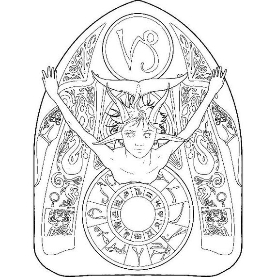 Download Mermaid coloring page zodiac 10 Capricorn