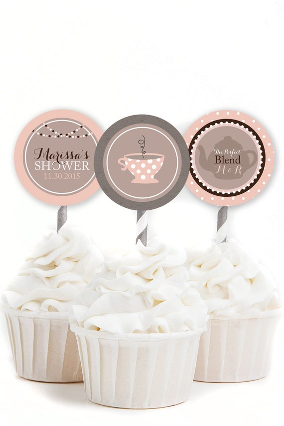 Custom Cupcake Toppers Coffee Bridal Shower Coffee Party