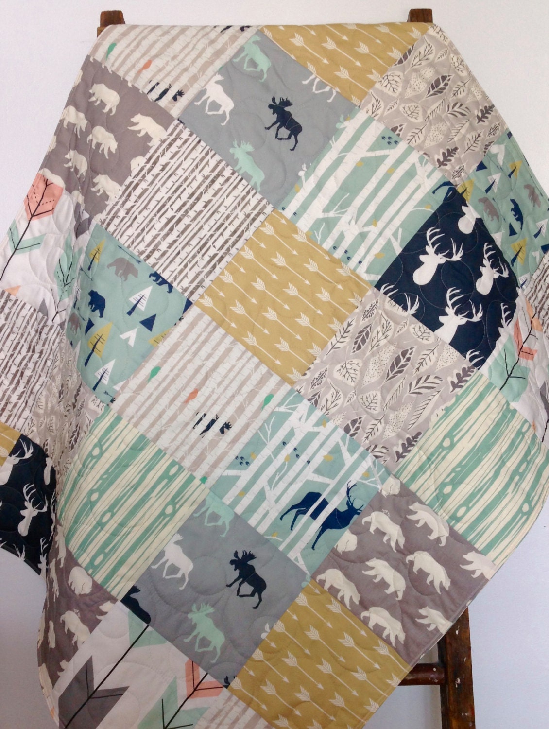 Baby Quilt Gender Neutral Baby Quilt Woodland Blanket Baby